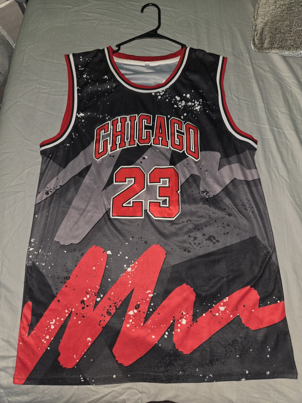 Michael Jordan Chicago 23 Red and Black Sleeveless Basketball Jersey